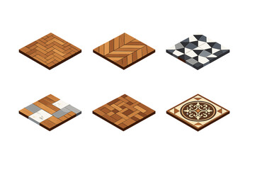Flooring and Tile Icon Set. Featuring wood, pattern, mosaic, marble, herringbone, pavement, design, square and more.