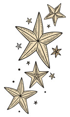 Starry Night Tattoo Design Celestial Body Art Illustration.