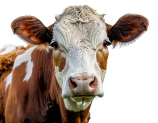 Close-up cow face isolated on transparent background isolated on transparent background
