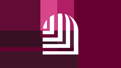 Arch walkway Abstract mosaic background, flat color illustration