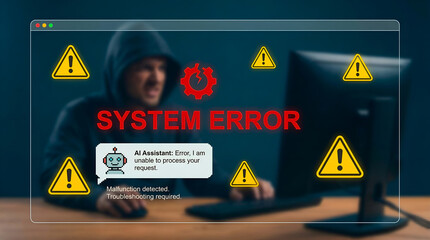 Hacker System Error AI Malfunction Concept For Cyber Security