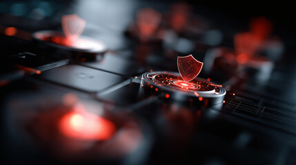 Enter cybersecurity art merging hacker alerts digital risks and data protection in tech domain, security threat visualization, cyber defense imagery, network protection concept, with copy space