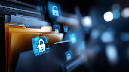 Security document information business login file folder, management cybersecurity technology, concept digital security corporate database professional company, connection laptop server cloud
