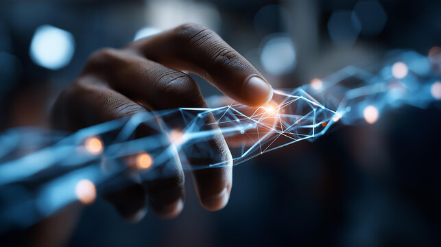 Blockchain technology concept digital chain network, how blockchain is rebuilding cybersecurity, faceless cybersecurity experts implementing blockchain, distributed ledger security, defocused - Powered by Adobe