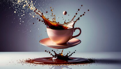 Pastel shapes floating in a clean surreal still life plate serving scene