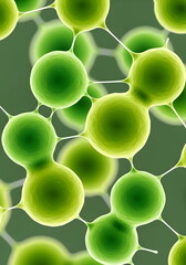 Vibrant green cells connected in network structure