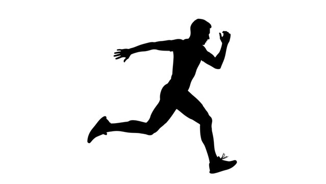 Silhouette vector illustration of male athlete sprinting or running in full speed isolated on white background representing dynamic sports fitness competition and healthy lifestyle