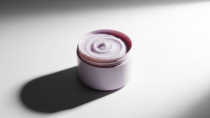 A Jar of Lavender Cream with Dramatic Shadows.