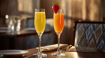 Two elegant champagne flutes filled with refreshing celebratory drinks