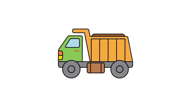 Garbage truck animation graphic depicting sanitation transport vehicle