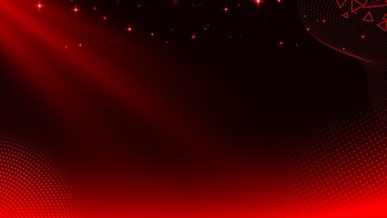 Abstract Red Technology Background with Glowing Light and Digital Pattern. Red and Black Modern Virtual Meeting Zoom Background - 