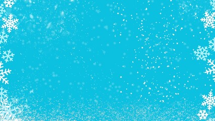 Winter Blue Snowflake Background with Falling Snow and Frosty Texture