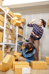 Small business, partnership, warehouse store, inventory management, accident at work, boxes falling...