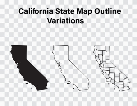 California Map Illustrations | State Outline, County Borders & Flat Geographic Silhouette for Education & Infographics