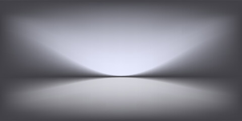 Empty grey studio background. Limbo dark bg. Product studio room. Limbo dark background. Abstract 3d backdrop for presentation. Minimal wall scene. Showcase, promotion display. Vector illustration