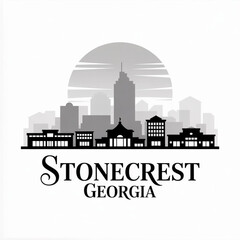 Obraz premium Stonecrest Georgia Skyline Silhouette — A Growing Suburban City East of Atlanta