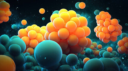 Glowing molecular structures of fat cells against a cosmic background, representing dietary impact.
