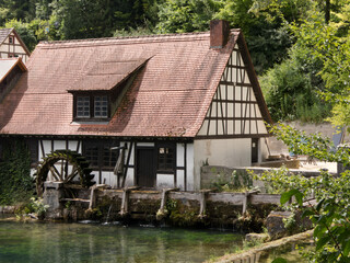 historische Wasserm&uuml;hle an der Quelle der Blau in Baden-W&uuml;rtemberg
