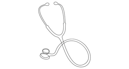 Vector illustration of a stethoscope drawn in one continuous line