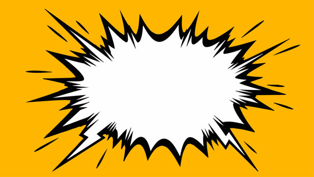 Comic Explosion Speech Bubble Vector on Yellow Background | Pop Art Bang Burst Frame Template