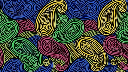 Vibrant Swirling Patterns in Bright Colors.