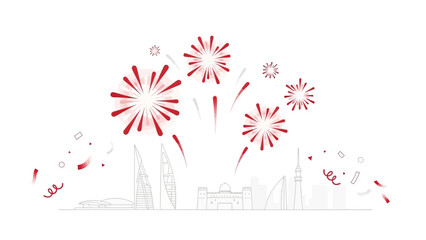 Celebration Fireworks Over City Skyline