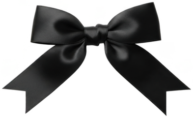 Valentine PNG, Black satin bow tie on transparent background isolated object decorative element for formal gift wrapping or fashion