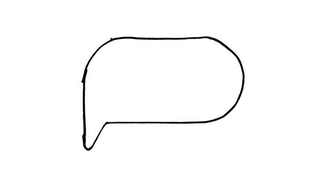 Hand-drawn minimalist black outline speech bubble animation on white background, ideal for comic dialogue, social media captions, and creative video overlays.
