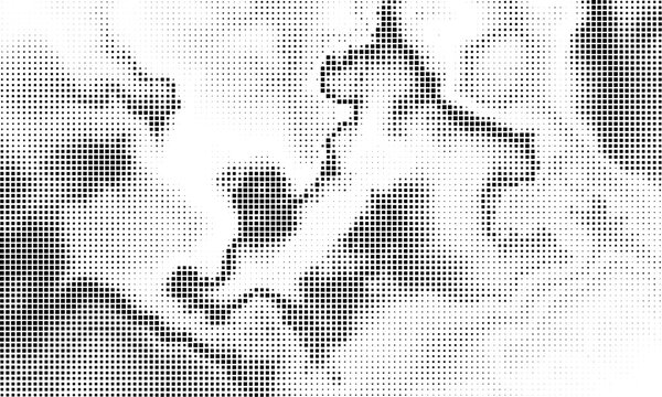 Monochrome gradient halftone dots background. Vector illustration. Abstract grunge dots on black background
