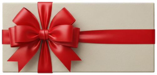 Valentine PNG, Stunning red ribbon bow on elegant beige gift box perfect for christmas holidays birthday or anniversary celebration surprise