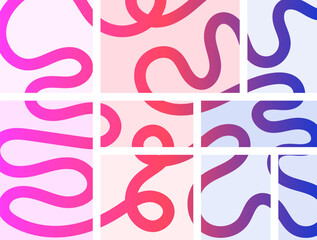 Abstract squiggly lines, Vibrant abstract gradient line with flowing pink to blue hues forming dynamic wavy curves. Modern minimalist background element perfect for posters, tech art, vector design