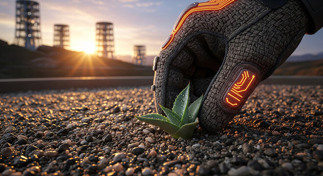 futuristic technology for environmental conservation and plant growth - Powered by Adobe