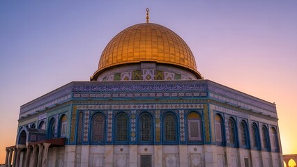 Obraz premium Dome of the Rock standing in Jerusalem at dawn