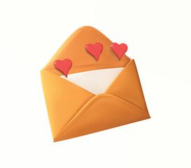open Envelope with love Message isolated vector 3d icon on white background
