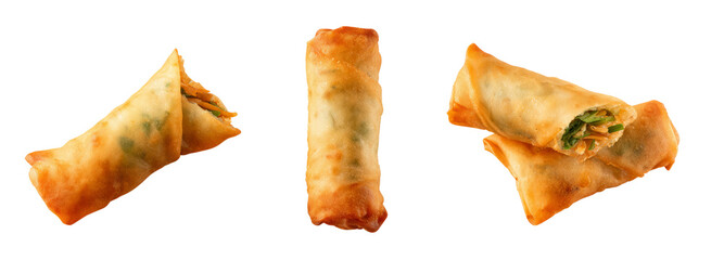 Crispy spring rolls on transparent background food photography culinary art