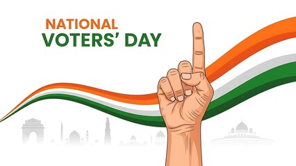 National Voters Day India Hand with Voting Ink Mark.