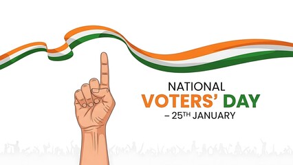 National Voters Day January 25th with Indian Flag and Voting Hand.