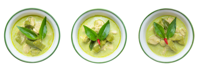 Delicious green curry dish in kitchen setting - food photography