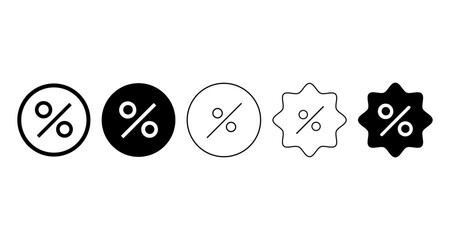 Discount Percentage Badge Icons . Vector Icons for Sales & Marketing, Outline & Solid Badge Graphics