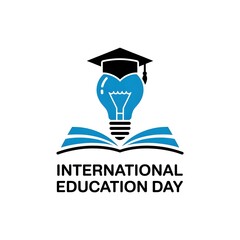 International Day of Education Minimal Logo with Book and light Illustration