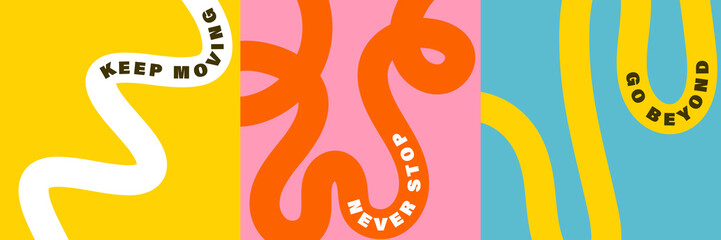 Vibrant abstract poster with flowing shapes in warm colors featuring colorful, fluid wavy lines for a dynamic, modern feel, motivational design typography for creative wall art