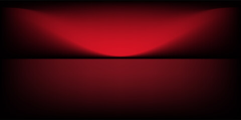 Red studio background. Abstract limbo podium studio room. Dark red gradient wall floor and spotlight scene. Showcase, promotion display. Vector stage mockup illustration