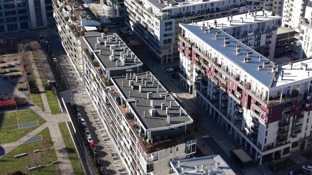 Modern apartments drone footage Santa Giulia Milan Italy