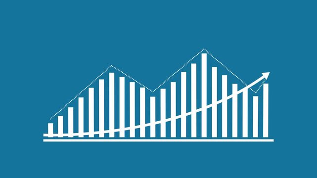 Abstract futuristic sales projection displaying an upward trend in revenue graph icon. White stock market worldwide business graph. Business concept on color background.