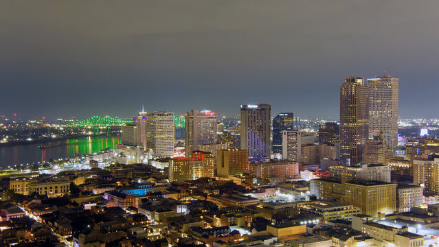 Aerial view of New Orleans at night