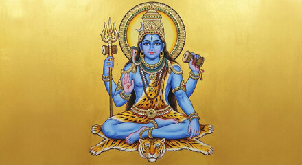 Lord Shiva in Traditional Tanjore (Thanjavur) Art Style