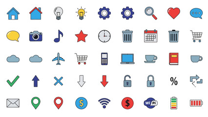 Fototapeta premium Collection of colorful flat icons for web and app design