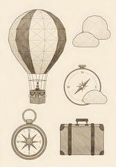 Fototapeta premium Vintage Travel Icons