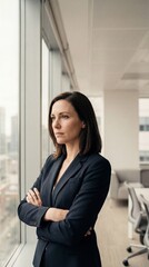 Fototapeta premium Strategic business planning concept – female leader thinking and analysis