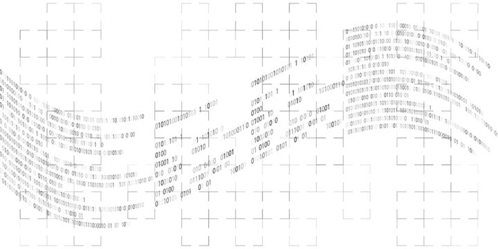 Binary code wave &mdash; abstract digital background with data flow made of zero and one digits, symbol of information technology, coding, artificial intelligence, and virtual cyberspace network